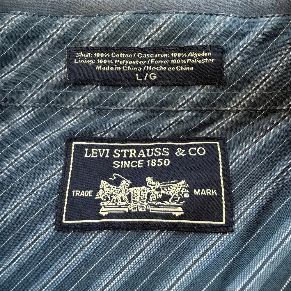 VTG Levis Shirt Jacket  Mens Large Blue Shacket  Lined Button Up Chamois Heavy - Picture 3 of 15